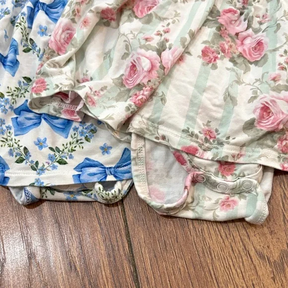 Posh Peanut Floral and Bow Print Bodysuit Dresses 12-18 Months - Picture 4 of 4
